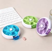 Boîte de rangement pour médicaments circulaire avec 7 compartiments, boîte à médicaments rotative, mini-boîte de classification portable, boîte à médicaments en plastique