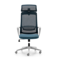 Chaise de bureau scolaire en maille à hauteur réglable, pivotante, avec appui-tête réglable en hauteur, inclinaison 90-125°, accoudoirs fixes en nylon, support lombaire ergonomique
