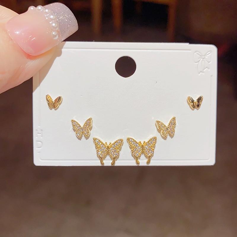16# combinaison de boucles d'oreilles papillon doré