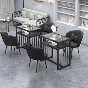 Nouvelle table à ongles de luxe moderne 2026, en marbre et fer, avec plateau en verre, modèles simple, double, triple et économique - Product Image 6