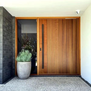 Porte di Sicurezza Moderne per Casa Personalizzate dalla Migliore Fabbrica Cinese Porte Esterne in Legno Massiccio con Perno per Villa - Product Image 4