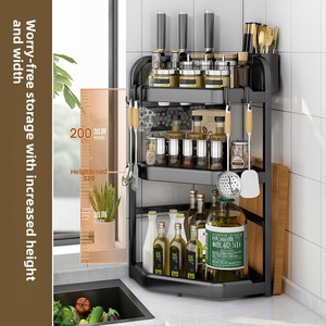 Wholesale <b>Kitchen</b> Muti-Layer Metal Non-Folding <b>Shelf</b> Countertop Corner Triangle Seasoning Rack Knife Holder - Product Image 2