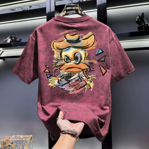 T-shirt Estiva 2026 Nuova Collezione Uomo di Alta Gamma a <span class=keywords><strong>Maniche</strong></span> <span class=keywords><strong>Corte</strong></span> con Ricamo 3D e Stampa, Vestibilità Comoda in Puro Cotone - Product Image 2