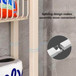 162CM a parete pavimento in piedi bagno cucina <span class=keywords><strong>dispensa</strong></span> nascosta dietro la porta di stoccaggio spezie in metallo Rack Gap ripiano con cesto - Product Image 4