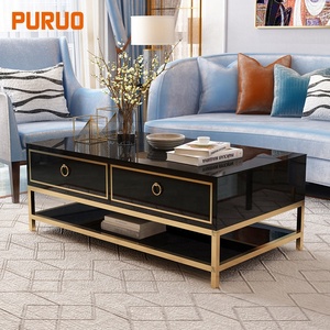 Tavolino da Salotto di Lusso con Piano in Marmo e Specchio, Design in <span class=keywords><strong>Terrazzo</strong></span> Bianco con Cassetto - Product Image 2