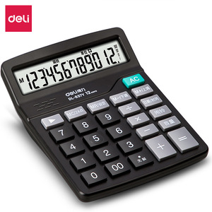 Deli 837Y Voice Calculator 12 Digit Solar Powered Large Button Financial Office Calculator Black - Product Image 2