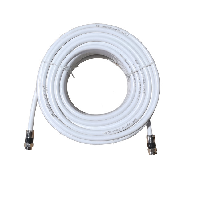 Coaxial Cable 30 ft RG6 with F Connectors Dual Shielded for CCTV White or Black RG6 Coaxial Cable