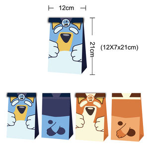 <span class=keywords><strong>Bluy</strong></span> Christine Heeler y Bingo Heeler Fiesta temática Favor Bolsas de papel con pegatina Fiesta de cumpleaños Regalo Bolsa de dulces - Product Image 2