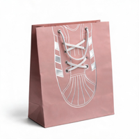 Sac en papier kraft de luxe blanc recyclable avec motif de baskets imprimé sur mesure en 3D, lacets, emballage de vente au détail pour magasin de chaussures