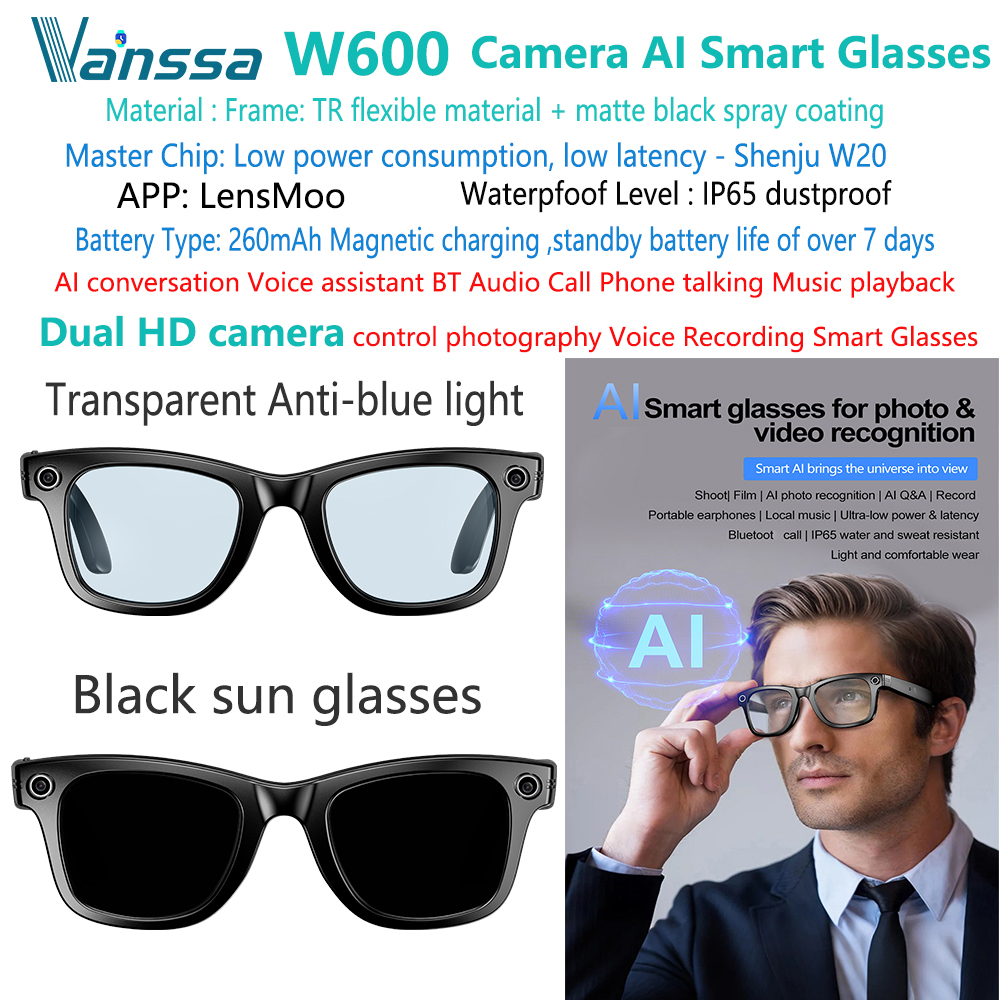 W600 cámara grabadora inteligente AI gafas