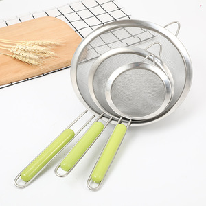 Stainless Steel <b>Mesh</b> <b>Strainer</b> With Plastic Handle For Flour Soy Milk And Bird's Nest 3 Sizes Multifunctional Kitchen Sieve - Product Image 3