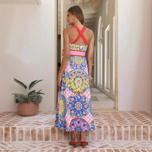 Europe Amérique Transfrontalier 2026 <span class=keywords><strong>AliExpress</strong></span> pour Site Indépendant Sexy Vintage Loisirs Antistatique Lin Coupe Ajustée Halter Croisé - Product Image 5