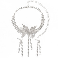 Parure de bijoux élégante en cuivre motif papillon – Collier et boucles d'oreilles à motif géométrique pour mariages, fêtes et fiançailles de la mariée romantique