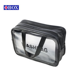 Bolsa de Maquillaje Portátil para Mujer Obox, Gran Capacidad, Impermeable, Bolsa de Aseo de Viaje, Rectangular, Negra, Diseño de Letras en Color Sólido - Product Image 4
