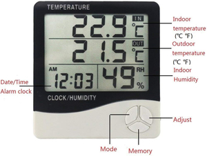 Thermomètre numérique à résistance, hygromètre électronique LCD, mesure de la température et de l'humidité, station météo, horloge intérieure et extérieure - Product Image 3