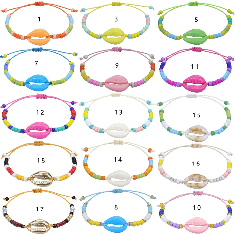 Hot Selling Jewelry Acrylic Shell Color Rice Bead Hand Woven Bracelet Bohemian Women INS Bracelets