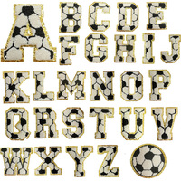 Patch brodé en tissu éponge avec lettres de football de 7,5 cm et paillettes dorées, accessoire vestimentaire