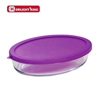 Plat à pâtisserie en verre borosilicate avec couvercle en plastique, résistant à la chaleur, écologique, compatible four et réfrigérateur, 400