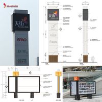 BrandnewSign Premium LED Boîte à lumière pour la publicité d'entreprise en plein air Cadre en aluminium avec tissu Matériau acrylique Nouveau Pylône Signe