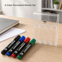 Ensemble de 4 stylos marqueurs permanents de couleur, pointe ronde imperméable, marqueurs à pointe biseautée pour le bureau, l'école, l'écriture