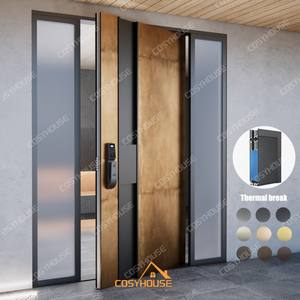 Puerta Pivotante de Aluminio de Lujo de Gran Tamaño, Puerta Principal Exterior Moderna, Puerta Frontal Personalizada para Villa - Product Image 5
