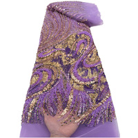 Tissu en maille tricotée transparente brodée de perles et de sequins ondulés pour vêtements féminins, robes de mariée, costumes de scène, sacs et accessoires