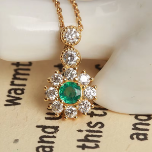 SGARIT Bijoux Usine En Gros À La Mode Diamant 0.15ct Pierre Naturelle Émeraude <span class=keywords><strong>Collier</strong></span> - Product Image 6