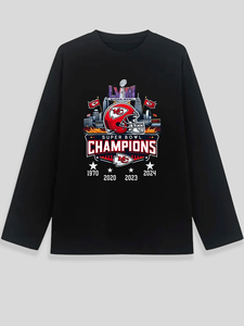 Camiseta de Manga Larga con Cuello Redondo, 100% Algodón Transpirable, Estampado Digital con Letras, Corte Regular, Informal, para <span class=keywords><strong>Mujer</strong></span>, de los Chiefs, Campeones del Super Bowl - Product Image 2