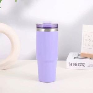 Gobelet isotherme en acier inoxydable à double paroi de 20 oz, tasse de voiture isolée sous vide avec couvercle à paille pour camping et randonnée en extérieur - Product Image 3