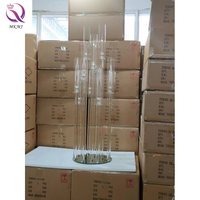 Tempat Lilin Kristal 10 Lengan, Semua Jelas Pernikahan Candelabra Meja Centerpieces Bunga Berdiri untuk LED/Membakar Lilin