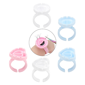 100pcs Disposable Plastic Glue Ring Set for Eyelash Extension <b>Lash</b> <b>Adhesive</b> Holder - Product Image 1