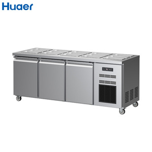 Réfrigérateur de bar à salade <span class=keywords><strong>3</strong></span> <span class=keywords><strong>portes</strong></span> <span class=keywords><strong>Table</strong></span> à salade en acier inoxydable - Product Image 1