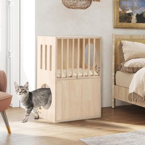 Nightstand <strong>Cat</strong> House 12-inch Narrow End Table Living Room with Shelf, Storage and <strong>Cat</strong> <strong>Hideaway</strong> for Couch, Chair, Bedside. - Product Image 4