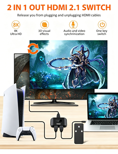 Conmutador HDTV <span class=keywords><strong>2.1</strong></span> 8K 2 en 1 Salida, Conmutador HDTV 48Gbps 8K, 60Hz 4K, 120Hz, HDCP 2.3 HDR Dolby Vision VRR - Product Image 5