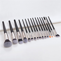 Kuas Makeup Bulu Halus Berkualitas Terbaik Harga Terjangkau, Set Kosmetik 16pcs Hitam Profesional, Vendor Logo Kustom, Grosir