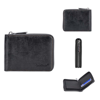 Baellerry dompet koin ritsleting RFID pria, dompet kartu Horizontal sederhana lintas batas Retro
