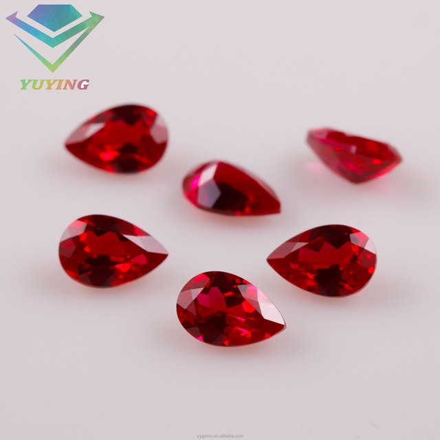 Flame Fusion Method Pigeon Blood Red Ruby Brilliant Pear Cut Lab Grown Ruby Gemstone Vintage Jewelry Making