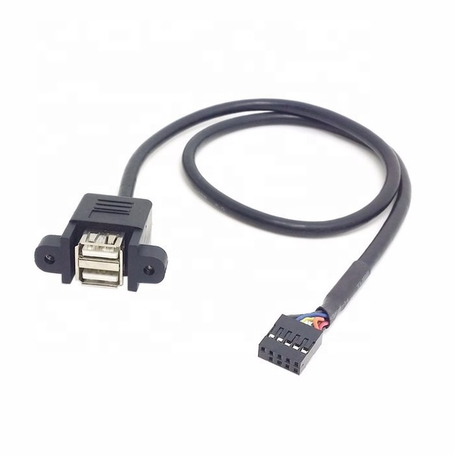 9Pin 2.54mm Internal Motherboard Header to Dual USB Panel Mount Splitter Cable for Computers PC Case Assemble Cables