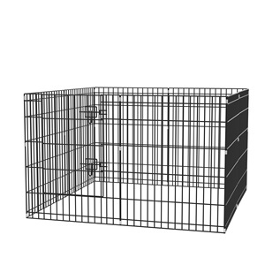 Cage pour chien en fer de haute qualité, pliable, ronde, en fil métallique, grande cage de jeu pour chien avec clôture extérieure transparente pour petits animaux - Product Image 1