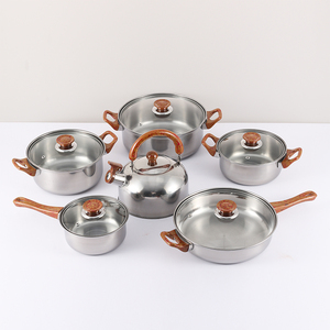 Ensemble de cuisine en acier inoxydable <span class=keywords><strong>moins</strong></span> cher d'usine, comprenant une poêle à frire, une marmite à soupe, une batterie de cuisine, une bouilloire sifflante, 12 pièces, compatible lave-vaisselle - Product Image 3