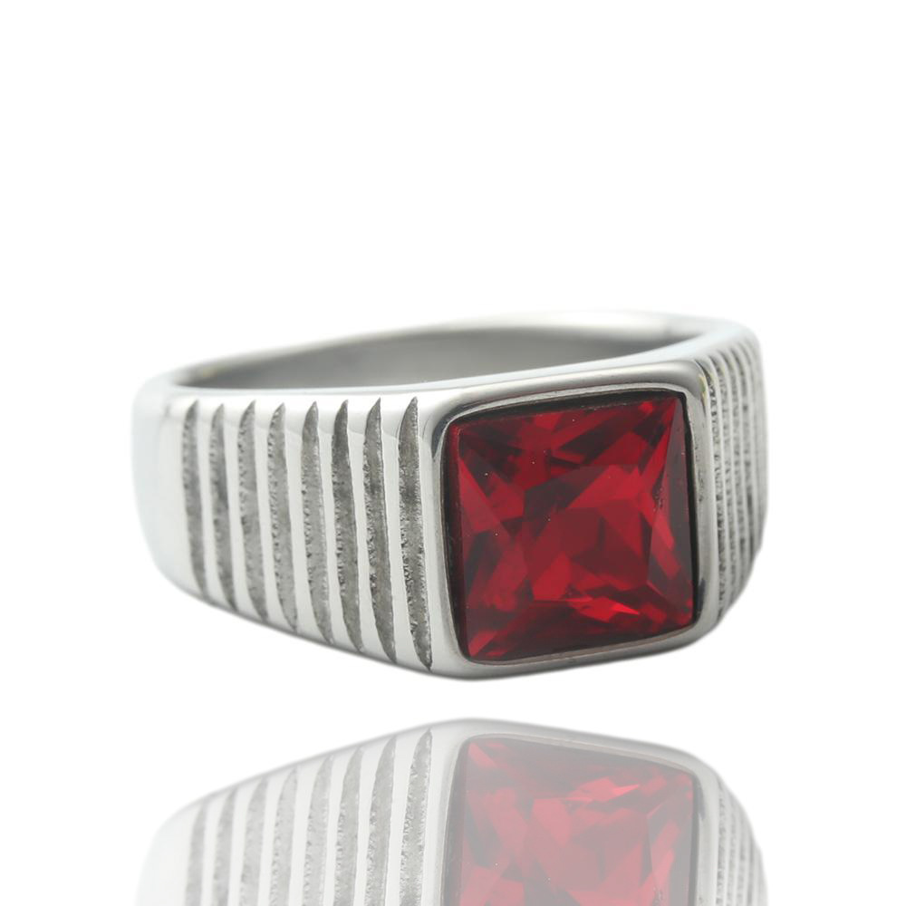 2 pierres rouges couleur acier