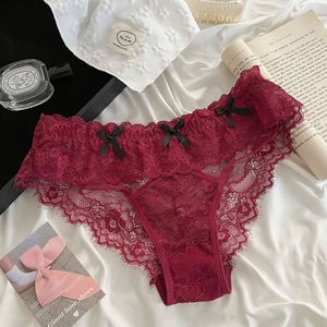 Braguitas de Encaje de Nailon para Mujer, Ropa Interior Sexy con Lindos Lazos, Transpirables, de Talle Bajo, Tipo Bikini - Product Image 3