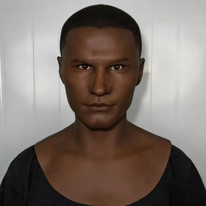 Masques en silicone haute simulation avec cheveux, peau brune foncée, masque facial réaliste en silicone, masque d'Halloween, accessoire de tête pour acteur de film - Product Image 1