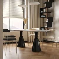 Ensemble de table à manger ovale en pierre frittée crème-blanc, style nordique moderne, 6 pièces, durable, pour la maison, la villa et l'hôtel