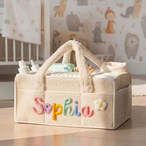 Cesta de Almacenamiento para Pañales de Bebé Personalizada, con Divisores Extraíbles, Material de Pana Ecológico, Diseño Flexible para el Automóvil - Product Image 5