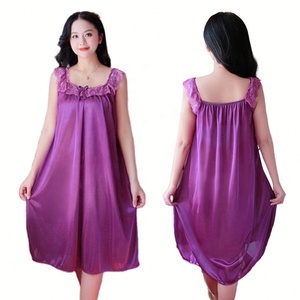 Nouvelle chemise de nuit d'été pour <span class=keywords><strong>femme</strong></span>, en dentelle de <span class=keywords><strong>mariage</strong></span>, sexy, en soie glacée, ample, <span class=keywords><strong>grande</strong></span> <span class=keywords><strong>taille</strong></span>, pour le sommeil - Product Image 1