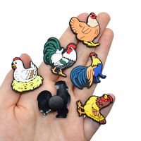 Breloques de chaussures en PVC souple en forme d'animaux de dessin animé, décorations de chaussures coq et poule, ornements de chaussures détachables pour sabots de poulet DIY