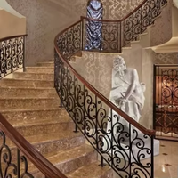 Escalier en colimaçon en acier personnalisé HZ avec rampes en fer forgé, escalier intérieur moderne pour villas