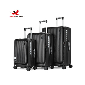 New Upgrade OEM PC Suitcase Fashion <b>Foldable</b> 20inch Aluminum Pull Rod Front Laptop Pocket <b>Trolley</b> Luggage - Product Image 1