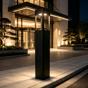 Modern Black Aluminum <b>LED</b> Bollard <b>Light</b> Outdoor Path Lamp IP65 Garden Landscape Lighting - Product Image 2